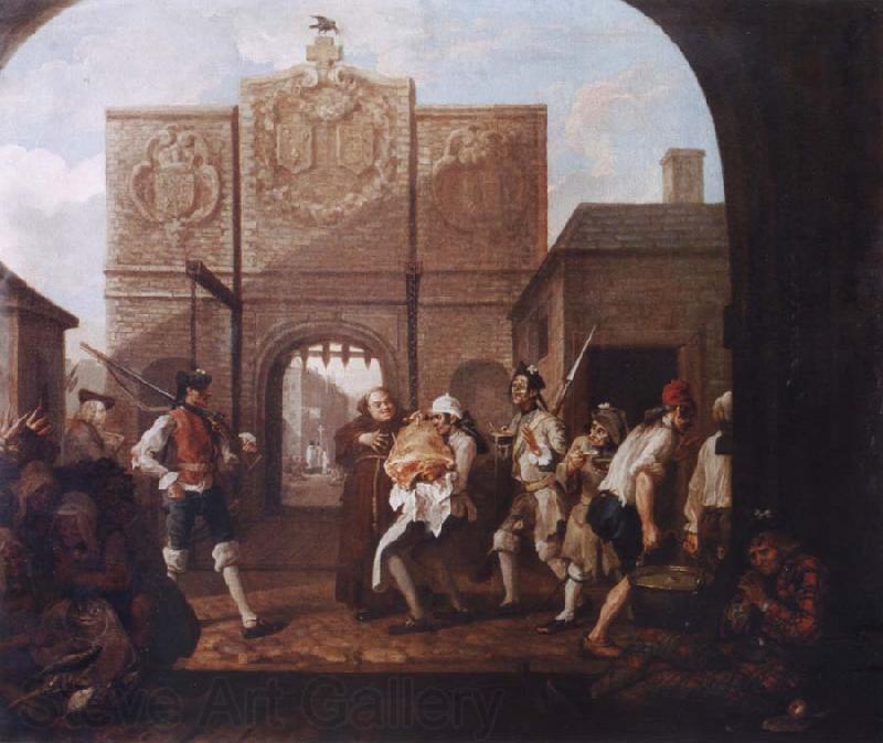 William Hogarth At the city gate of Calais